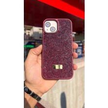 İzel Aksesuar Apple Iphone 14 Içi Kadife Taşlı Işıltılı Pırlanta Silikon Kapak Kılıf
