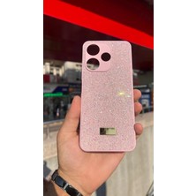İzel Aksesuar Redmi 13 Içi Kadife Taşlı Işıltılı Pırlanta Silikon Kapak Kılıf