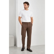 Bihan Store Erkek Düz Kesim Rock Kumaş Pilesiz Pantolon Mc Clup 404-ACI Kahve