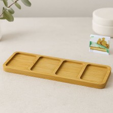MiraLive 4 Bölmeli Dikdörtgen Bambu Servis Tepsisi 32.8X10X1.4 cm