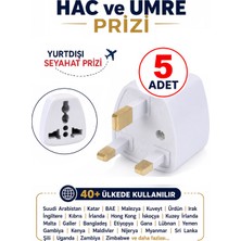 Hac Umre (+40 Ülke) Yurtdışı Prizi Seyahat Prizi Priz Çevirici Topraklı G Tip (5 Adet)