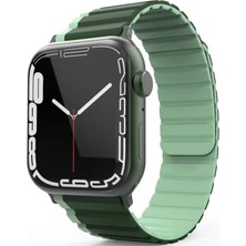 Akıllı Bayi Movenchy Apple Watch 42MM Mo-Wb1 Çift Renk Mıknatıslı Silikon Kordon - Koyu Yeşil-Açık Yeşil