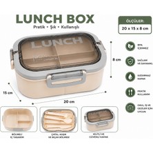 Belkıs Kırtasiye Bölmeli Lunch Box – Sızdırmaz Kapaklı, Çatal Kaşık Bıçaklı Pratik Yemek Saklama Kabı Beslenme Kabı