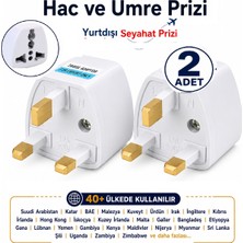 Vwin Hac Umre (40+Ülke) 3 Pinli Yurtdışı Seyahat Prizi Seyahat Adaptörü Topraklı G Tipi (2 Adet)