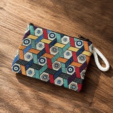 Eos Kolektif Geometrik Desenli Goblen Dokuma Mini El Çantası