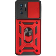 TKÇ Xiaomi Poco X3 Gt Kılıf Pars Lens Yüzüklü Silikon - Kırmızı