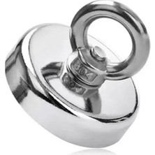 Uslucan Alışveriş Olta Mıknatısı D48 - 48 Mm, 75 kg Çekim Gücü, Nikel Kaplama, Üstten Halkalı, Vidalı