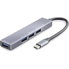 Uslucan Alışveriş Type-C 3.0 Hub 4 Port 5 Gbps Gri HDX7043