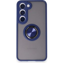 TKÇ Samsung Galaxy S24 Fe Kılıf Montreal Yüzüklü Silikon Kapak - Lacivert