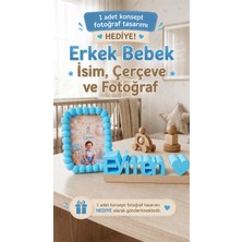 Neo Gift Bebek Fotoğraf Çerçevesi + Bebek Ismi Figürü , Mavi Tasarım (Tasarımlı Fotoğraf Hediyemizdir)