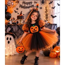 Siyah Turuncu Cadılar Bayramı Elbisesi Halloween Kostüm Cadılar Bayramı Partisi Elbisesi