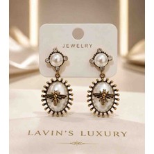 Lavin’s Luxury Inci Detaylı Arı Figürlü Gold Vintage Küpe