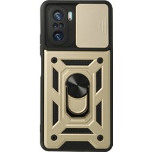 TKÇ Xiaomi Poco F3 Kılıf Pars Lens Yüzüklü Silikon - Gold