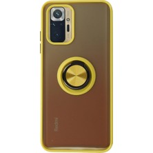 TKÇ Xiaomi Redmi Note 10 Kılıf Montreal Yüzüklü Silikon Kapak - Sarı