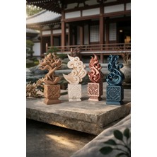 Hanori Collection Elemental | 4 Element Dekoratif Biblo Seti (Toprak • Su • Ateş • Hava) Flow Serisi | 3D Baskı Sanatı