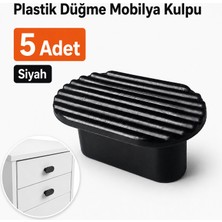 Badem10 Plastik Geniş T Oval Mobilya Kulpu Siyah 5 Adet 5 cm 32 mm Çekmece Dolap Gardırop Kulpu