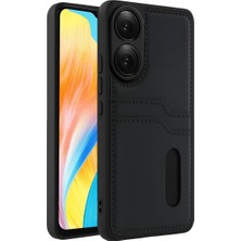 TKÇ Oppo A38 Sara Kartvizitli Deri Kılıf - Siyah