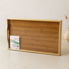 Marsilyan Bambu Dikdörtgen Sunum Tepsisi 50X30 cm Ayaklı