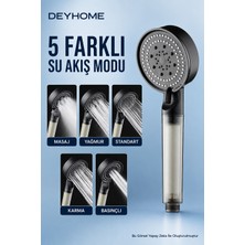 Deyhome 5 Kademeli PP Pamuk Filtreli Duş Başlığı Siyah – Basınçlı El Duşu 5 Farklı Su Akış Modu