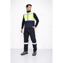 Ayışığı Reflektörlü Iş Yeleği Polar Astarlı Bondit Kumaş | Kışlık Iş Güvenliği Yeleği, Su Itici, Çok Cepli, Yüksek Görünürlük