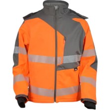 Vizwell VWJK267 Reflektörlü Softshell Teknik Iş Montu | Su Geçirmez, Nefes Alabilir, En Iso 20471 Class 2, Kapüşonlu Profesyonel Iş Montu