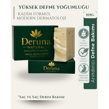 Deruna Natural Defne Sabunu | Saç & Cilt Onarıcı Bakım | Hint Yağı ve Hindistan Cevizi Yağı Katkılı | 105G.