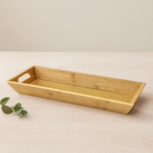 Royaleks Bambu Ahşap Sunum Tepsisi 16X40X4 cm Çift Kulplu