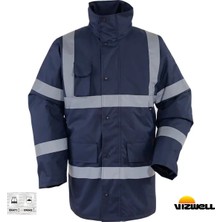 Vizwell™ 300D Oxford Reflektörlü Lacivert Parka VWJK01/N | Su Geçirmez, Kapitoneli Iç Astar, Iş Montu