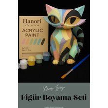 Hanori Collection Hanori Imago Serisi 3D Boyanabilir Mistik Kedi Figürü - Pastel Akrilik Boyalı Yetişkin Hobi Seti🎨