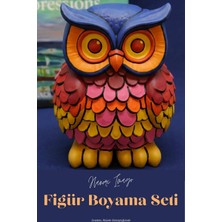 Hanori Collection Içsel Bilge – 3D Boyanabilir Baykuş Figürü (Canlı Renk Versiyon) – Akrilik Boya Dahil Hobi Seti 🎨