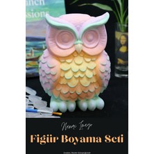 Hanori Collection Içsel Bilge – 3D Boyanabilir Baykuş Figürü (Pastel Renk Versiyon) – Akrilik Boya Dahil Hobi Seti 🎨