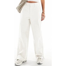 Nike Sportswear Collection Mid Rise Twill Trousers Kadın Çıt Çıt Yırtmaç Paçalı Eşofman Altı Kırık Beyaz