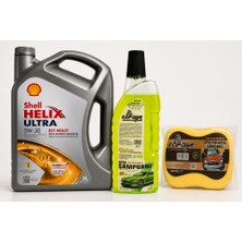 Shell Helix Ultra 5W-30 Ect Multi 5 Litre + Oto Şampuan 1000 ml + Yıkama Süngeri