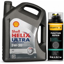 Shell Helix Ultra Pro Af 5W-30 7 Litre + Lastik Tamir Kiti 400 ml