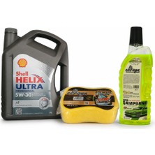 Shell Helix Ultra Pro Af 5W-30 7 Litre + Oto Şampuan 1000 ml + Yıkama Süngeri