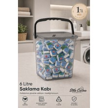 Stile Cucina Mega Boy Kare Kulplu Deterjanlık Saklama Kutusu 6 Litre - Şeffaf