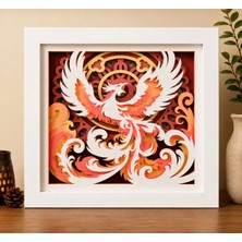 Rokh 🦅 Anka Kuşu 3D Katmanlı Tablo 25X25 cm | Lazer Kesim Mdf Duvar Dekoru | Hediyelik