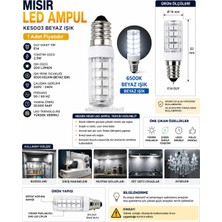 K2 Global K2 E-14 3W Mısır LED Ampul Beyaz 6500K 3 Watt 220 Volt (Ince Duy Buz Dolabı Ampulu Beyaz Işık)
