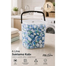 Stile Cucina Mega Boy Kare Kulplu Deterjanlık Saklama Kutusu 6 Litre - Şeffaf