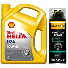 Shell Helix Hx6 Motor Yağı 10W-40 4 Litre + Lastik Tamir Kiti 400 ml