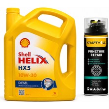 Shell Helix Hx5 Dizel 10W-30 7 Litre + Lastik Tamir Kiti 400 ml