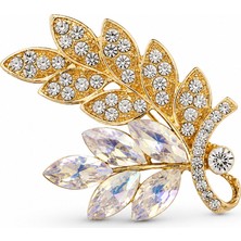Serelya Gold Renk Zirkon Taşlı Başak Model Broş