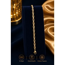 Aks Gold 14 Ayar Altın Hallow Bileklik 3,90 Gram 18,5 cm