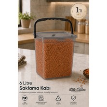Stile Cucina Mega Boy Kare Un Bakliyat Kabı 6 Litre - Kulplu Deterjanlık Saklama Kutusu Şeffaf