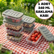 İnfeta 1 Adet 240 ml Mikrodalga ve Difrize Uygun Saklama Kabı Gri Kapaklı Buzdolabı & Yemek Kabı Mutfak Düzenleyici Kahvaltılık Bakliyat Çerezlik Meyve Saklama Kabı