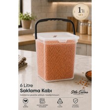 Stile Cucina Mega Boy Kare Un Bakliyat Kabı 6 Litre - Kulplu Deterjanlık Saklama Kutusu Şeffaf