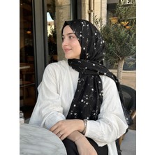 Bambu Kraş Eşarp - Desenli Siyah