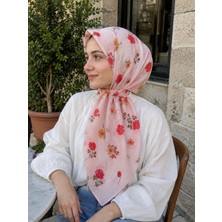Bambu Kraş Eşarp - Desenli Pembe