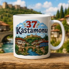 Ajans 313 37 Kastamonu Geleneksel Evler ve Kale Temalı Baskılı Kupa Bardak