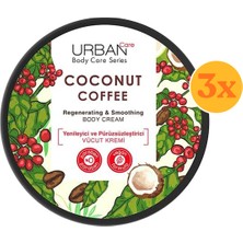 Urban Care Coconut Coffee Yenileyici ve Pürüzsüzleştirici Vücut Kremi 200 Ml- Vegan - 3 Adet
